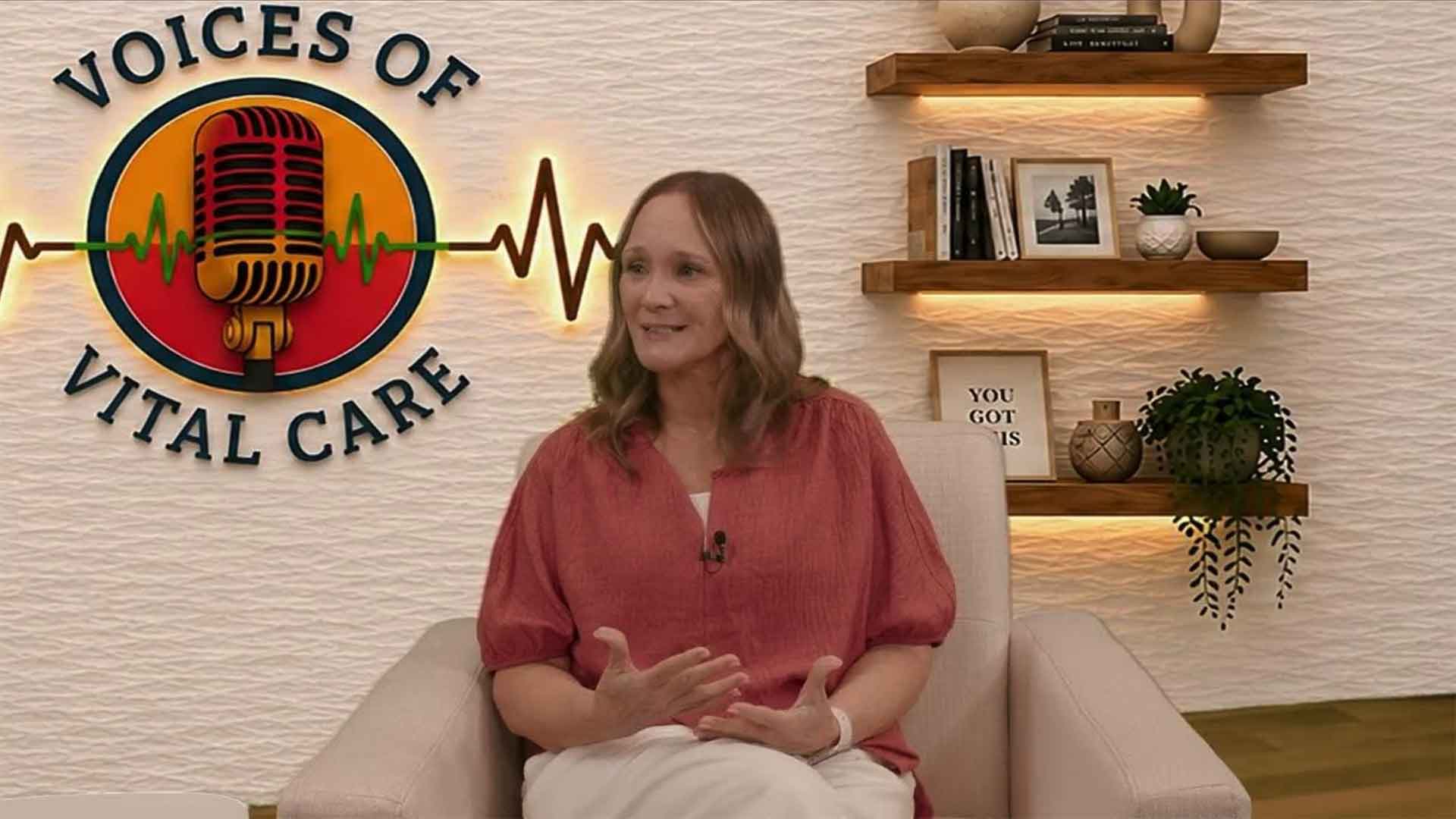 Photo of practice manager Suzanne Biggs on the Voices of Vital Care podcast.